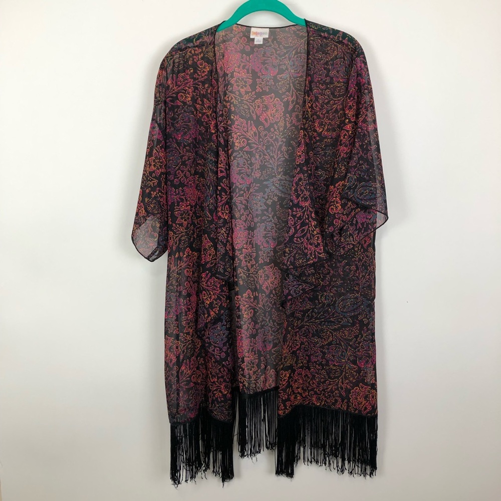 Lularoe Monroe floral with black fringe size large